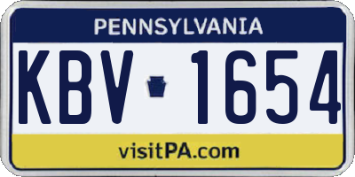 PA license plate KBV1654