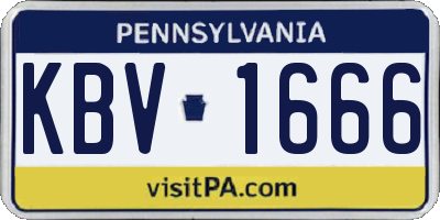 PA license plate KBV1666