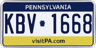 PA license plate KBV1668