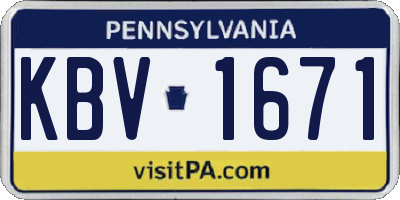 PA license plate KBV1671
