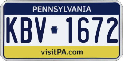 PA license plate KBV1672