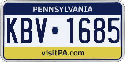 PA license plate KBV1685