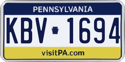 PA license plate KBV1694
