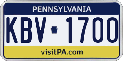 PA license plate KBV1700