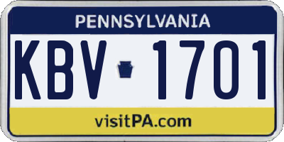 PA license plate KBV1701