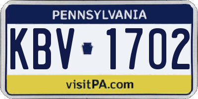 PA license plate KBV1702