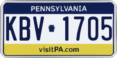 PA license plate KBV1705