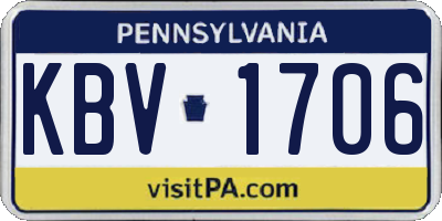 PA license plate KBV1706
