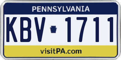 PA license plate KBV1711