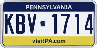 PA license plate KBV1714