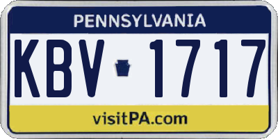 PA license plate KBV1717