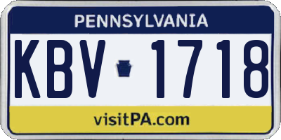 PA license plate KBV1718