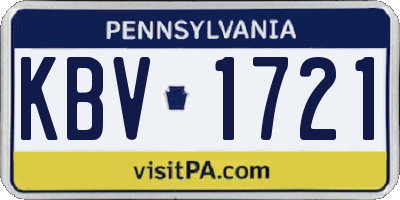 PA license plate KBV1721