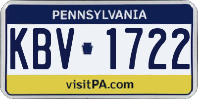 PA license plate KBV1722