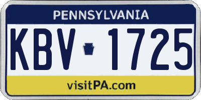 PA license plate KBV1725