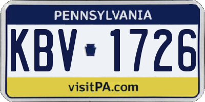 PA license plate KBV1726