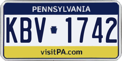 PA license plate KBV1742
