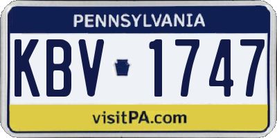 PA license plate KBV1747