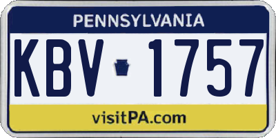 PA license plate KBV1757