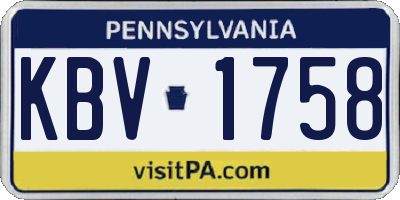 PA license plate KBV1758