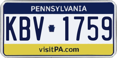 PA license plate KBV1759