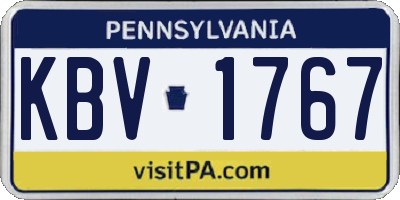 PA license plate KBV1767