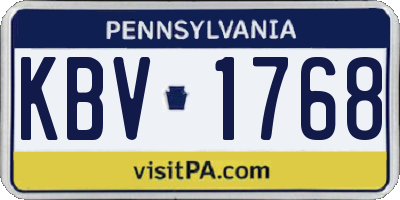 PA license plate KBV1768