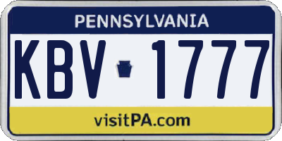 PA license plate KBV1777