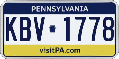 PA license plate KBV1778