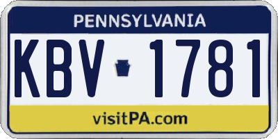 PA license plate KBV1781