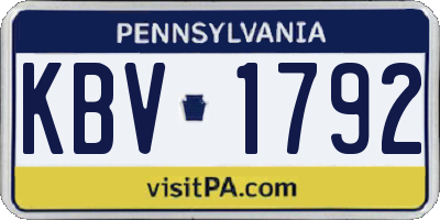PA license plate KBV1792