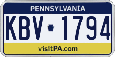 PA license plate KBV1794