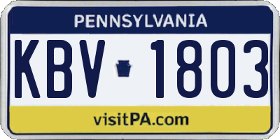 PA license plate KBV1803