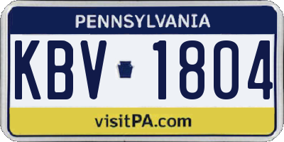PA license plate KBV1804