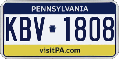 PA license plate KBV1808