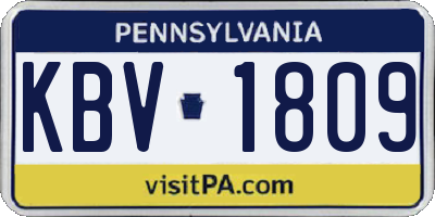 PA license plate KBV1809