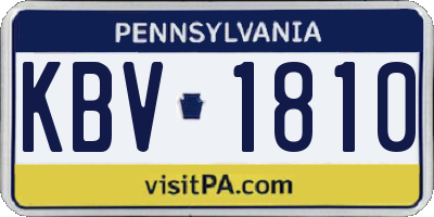PA license plate KBV1810