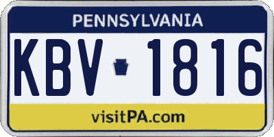 PA license plate KBV1816