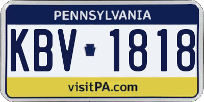 PA license plate KBV1818