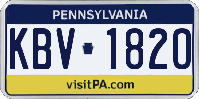 PA license plate KBV1820