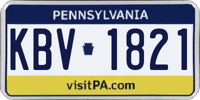 PA license plate KBV1821