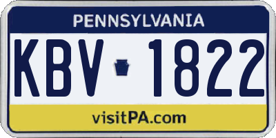 PA license plate KBV1822