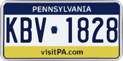 PA license plate KBV1828