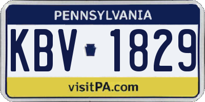 PA license plate KBV1829