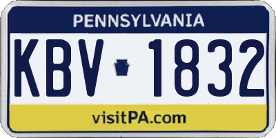 PA license plate KBV1832