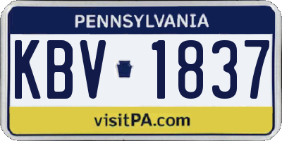 PA license plate KBV1837