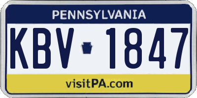 PA license plate KBV1847