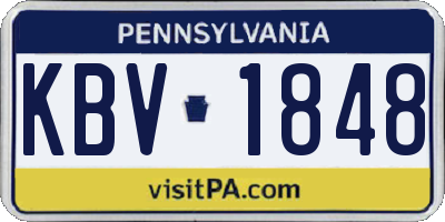 PA license plate KBV1848