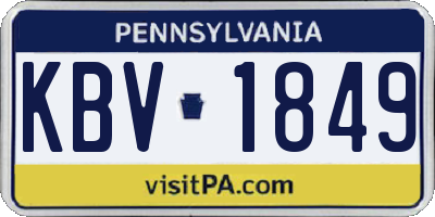 PA license plate KBV1849