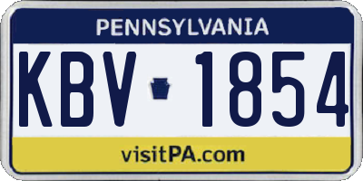 PA license plate KBV1854